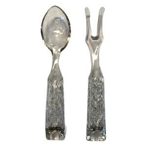 Vintage Glass Serving Utensils – Fork & Spoon Salad Set